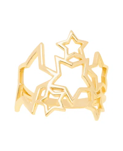 MACY'S GOLD PLATED OPEN DESIGN STARS CLUSTER RING
