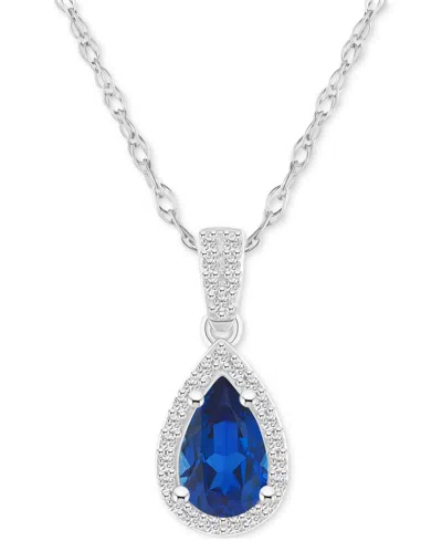 MACY'S LAB CREATED BLUE SAPPHIRE (1 CT. T.W.) & LAB CREATED WHITE SAPPHIRE (1/6 CT. T.W.) PEAR-SHAPE PENDAN