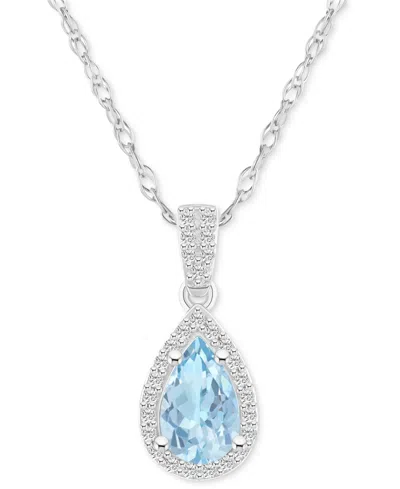 MACY'S LAB CREATED BLUE SAPPHIRE (1 CT. T.W.) & LAB CREATED WHITE SAPPHIRE (1/6 CT. T.W.) PEAR-SHAPE PENDAN
