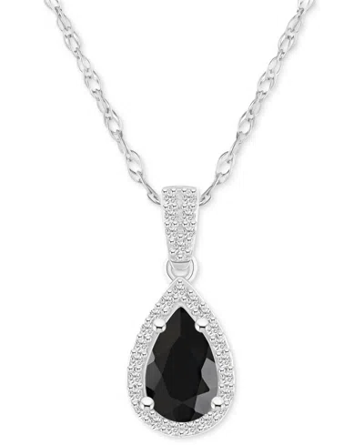 MACY'S LAB CREATED BLUE SAPPHIRE (1 CT. T.W.) & LAB CREATED WHITE SAPPHIRE (1/6 CT. T.W.) PEAR-SHAPE PENDAN