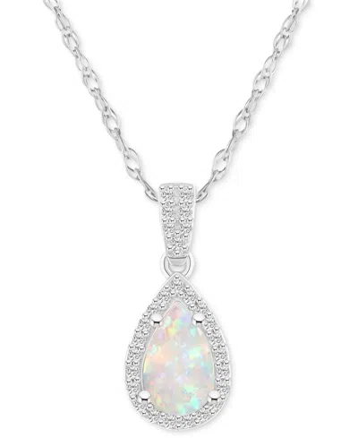 MACY'S LAB CREATED BLUE SAPPHIRE (1 CT. T.W.) & LAB CREATED WHITE SAPPHIRE (1/6 CT. T.W.) PEAR-SHAPE PENDAN