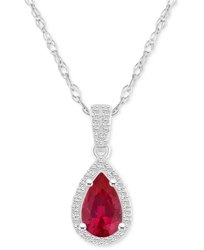 MACY'S LAB CREATED BLUE SAPPHIRE (1 CT. T.W.) & LAB CREATED WHITE SAPPHIRE (1/6 CT. T.W.) PEAR-SHAPE PENDAN