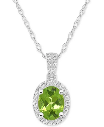 MACY'S LAB-CREATED EMERALD (1 CT. T.W.) & LAB CREATED WHITE SAPPHIRE (1/6 CT. T.W.) OVAL PENDANT NECKLACE I