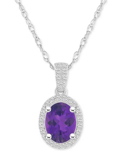 MACY'S LAB-CREATED EMERALD (1 CT. T.W.) & LAB CREATED WHITE SAPPHIRE (1/6 CT. T.W.) OVAL PENDANT NECKLACE I