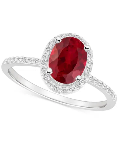 MACY'S LAB-CREATED RUBY (1-1/4 CT. T.W.) & LAB-CREATED WHITE SAPPHIRE (1/5 CT. T.W.) HALO RING IN 10K WHITE
