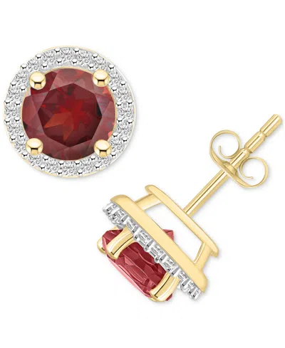 MACY'S LAB-CREATED RUBY (2 CT. T.W.) & LAB-CREATED WHITE SAPPHIRE (1/5 CT. T.W.) HALO STUD EARRINGS IN 10K 