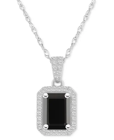 MACY'S LAB CREATED RUBY (2 CT. T.W.) & LAB CREATED WHITE SAPPHIRE (1/5 CT. T.W.) RECTANGLE PENDANT NECKLACE