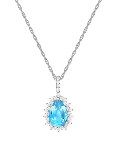 MACY'S LAB-GROWN OPAL (1 CT. T.W.) & LAB-GROWN WHITE SAPPHIRE (1/2 CT. T.W.) 18" PENDANT NECKLACE IN 14K RO