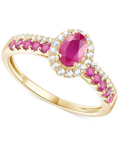 MACY'S SAPPHIRE (1 CT. T.W.) & DIAMOND (1/6 CT. T.W.) OVAL HALO RING IN 14K WHITE GOLD (ALSO AVAILABLE IN R