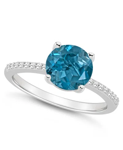 MACY'S LONDON BLUE TOPAZ (2-2/5 CT. T.W.) AND DIAMOND (1/10 CT. T.W.) RING IN STERLING SILVER