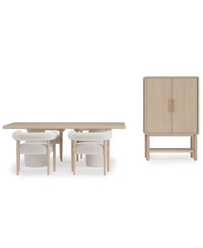 MACY'S LUNARE 5-PC. DINING SET (RECTANGULAR TABLE & 4 ROLLED BACK CHAIRS)