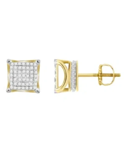 MACY'S MEN'S DIAMOND (1/4 CT.T.W.) SQUARE EARRING SET IN 10K YELLOW GOLD