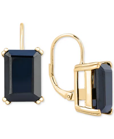 MACY'S ONYX LEVERBACK HOOP EARRINGS IN 14K GOLD-PLATED STERLING SILVER