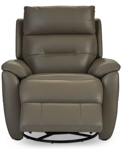 MACY'S OSSORIO LEATHER POWER SWIVEL GLIDE RECLINER, CREATED FOR MACY'S