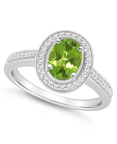 MACY'S PERIDOT (1-1/3 CT. T.W.) AND DIAMOND (1/5 CT. T.W.) HALO RING IN STERLING SILVER