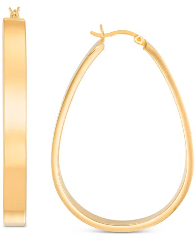MACY'S POLISHED PEAR-SHAPE FLAT MEDIUM HOOP EARRINGS IN 14K GOLD-PLATED STERLING SILVER