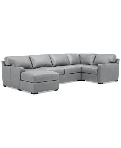 MACY'S RADLEY 136" 4-PC. LEATHER SQUARE CORNER MODULAR CHAISE SECTIONAL, CREATED FOR MACY'S