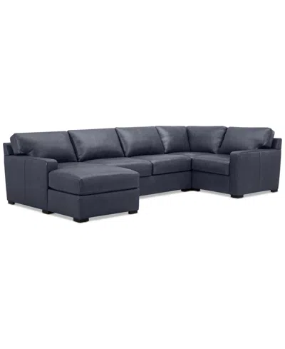 MACY'S RADLEY 136" 4-PC. LEATHER SQUARE CORNER MODULAR CHAISE SECTIONAL, CREATED FOR MACY'S