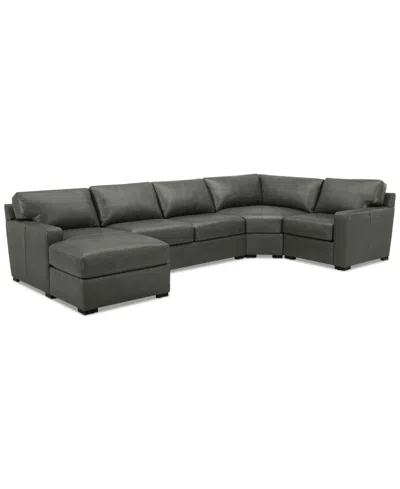 MACY'S RADLEY 148" 4-PC. LEATHER WEDGE MODULAR CHAISE SECTIONAL, CREATED FOR MACY'S