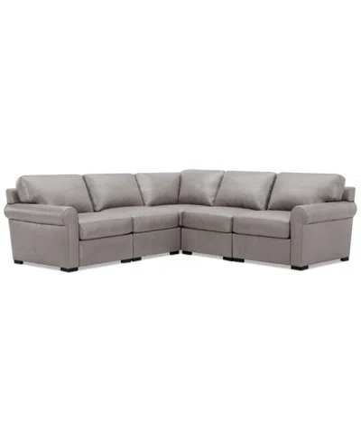 MACY'S RADLEY ROLL ARM 104" 5-PC. LEATHER SQUARE CORNER L SECTIONAL, EXCLUSIVELY AT MACY'S
