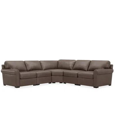 MACY'S RADLEY ROLL ARM 117" 5-PC. LEATHER WEDGE CORNER L SECTIONAL, EXCLUSIVELY AT MACY'S