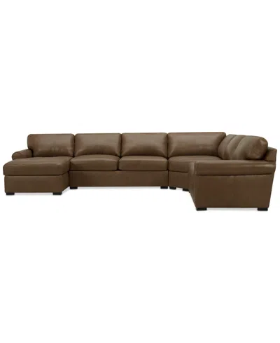 MACY'S RADLEY ROLL ARM 152" 5-PC. LEATHER WEDGE CORNER CHAISE SECTIONAL, EXCLUSIVELY AT MACY'S