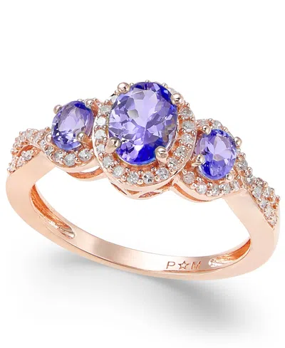 MACY'S SAPPHIRE (1-1/3 CT. T.W.) & DIAMOND (1/4 CT. T.W.) 3-STONE RING IN 14K GOLD (ALSO IN RUBY, EMERALD &