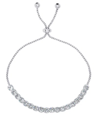 MACY'S SILVER-PLATED CUBIC ZIRCONIA TENNIS ADJUSTABLE BRACELET