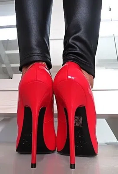 MADE IN ITALY 1969 MADE IN ITALY ALL LEATHER HIGH HEELS Z61 ANOUK STYLE STILETTO PUMPS RED