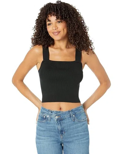 MADEWELL DEARING SWEATER TANK WOMEN'S LARGE BLACK RIBBED SQUARE NECK CROP ERK779