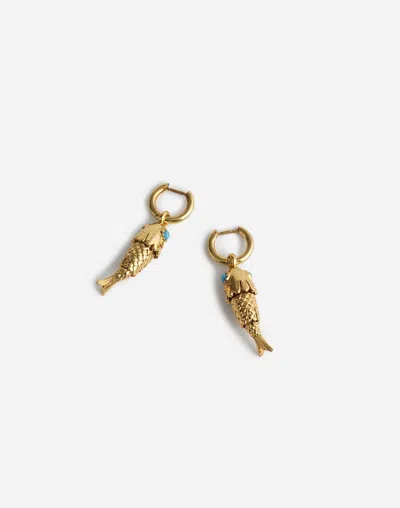 MADEWELL FISH CHARM HUGGIE HOOP EARRINGS