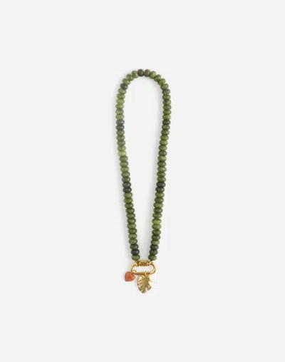 MADEWELL SEMIPRECIOUS BEADED MONSTERA CHARM NECKLACE