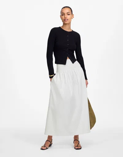 MADEWELL SMOCKED-WAIST POPLIN MIDI SKIRT