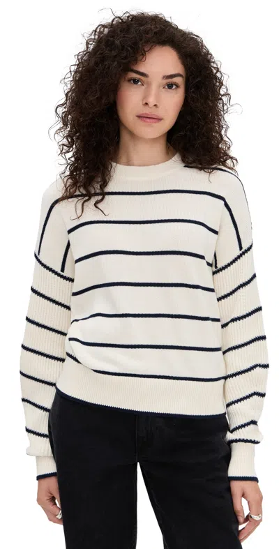 MADEWELL STRIPED RIBBED-SLEEVE SWEATER NAVY STRIPE COMBO