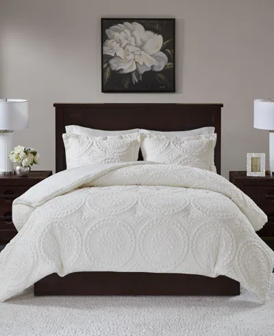 MADISON PARK ARYA EMBROIDERED MEDALLION FAUX FUR 3-PC. COMFORTER SET, KING/CALIFORNIA KING