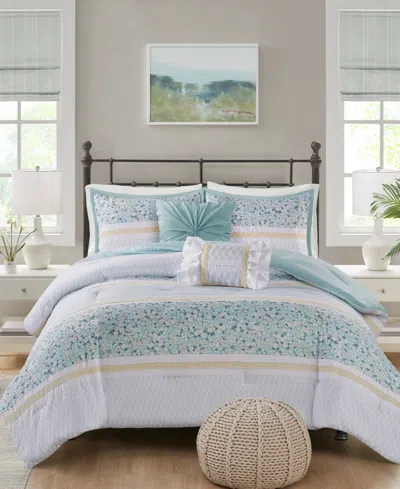 MADISON PARK CARALIE SEERSUCKER 5-PC. COMFORTER SET, FULL/QUEEN