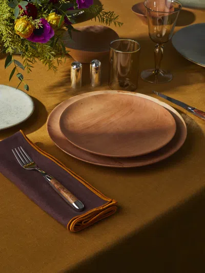 MADRE LINEN HAND-DYED LINEN CONTRAST-EDGE TABLECLOTH (110IN/2.79M)