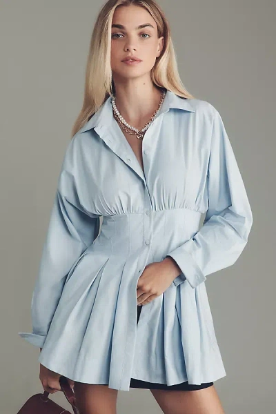 MAEVE MAEVE LONG-SLEEVE CINCHED BUTTONDOWN SHIRT