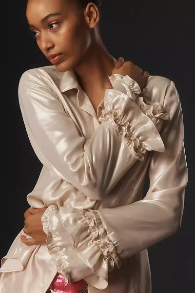 MAEVE LONG-SLEEVE FLOUNCE BUTTONDOWN BLOUSE