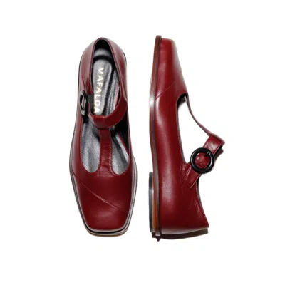 MAFALDA WOMEN'S BROWN / RED CLAIRE WINE MARY-JANE FLATS