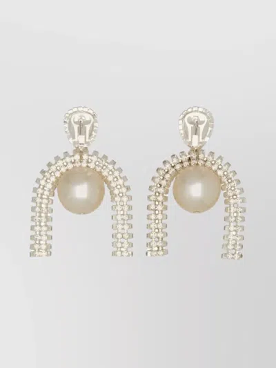 MAGDA BUTRYM ARCH CRYSTAL DROP PEARL EARRINGS