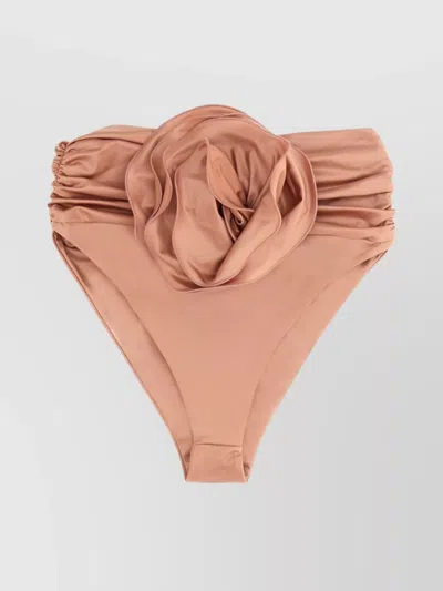 MAGDA BUTRYM BANDEAU TOP FLORAL EMBELLISHMENT HIGH-WAISTED SWIMWEAR