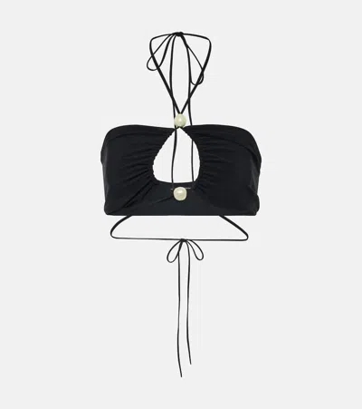 MAGDA BUTRYM BEADED BANDEAU BIKINI TOP