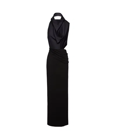 MAGDA BUTRYM DRAPED HALTERNECK EVENING DRESS