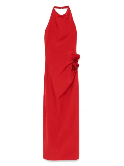 MAGDA BUTRYM FLORAL-APPLIQUÉ MIDI DRESS