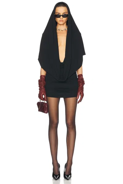 MAGDA BUTRYM HOODED PLUNGE NECK MINI DRESS