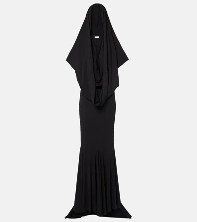 MAGDA BUTRYM HOODED SILK-BLEND JERSEY MAXI DRESS