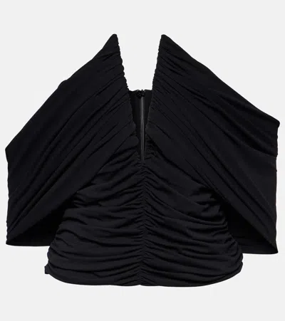 MAGDA BUTRYM OFF-SHOULDER CROPPED JERSEY BLOUSE