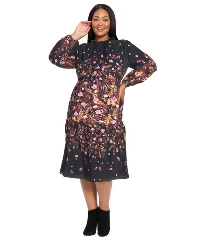 MAGGY LONDON PLUS SIZE PLACEMENT SHIFT MIDI DRESS