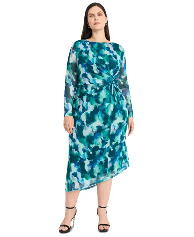 MAGGY LONDON PLUS SIZE SIDE-TWIST ASYMMETRIC-HEM DRESS